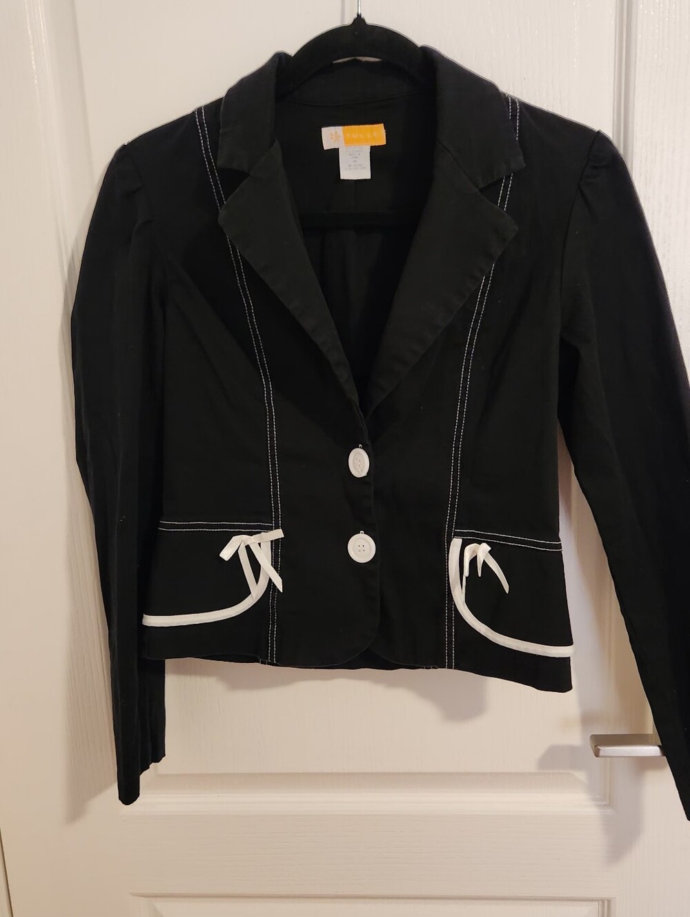 Tulle Black Blazer with White Trim